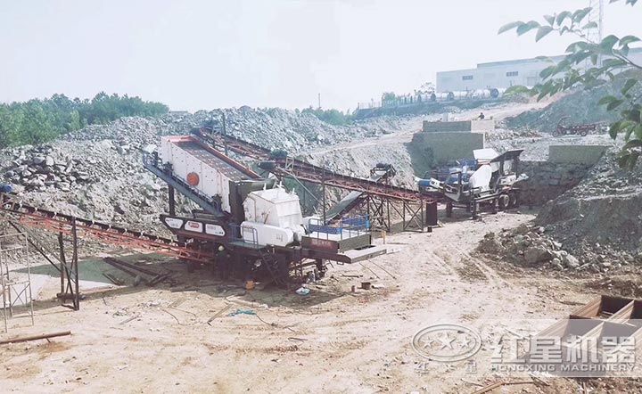 可移動顎破+可移動反擊破生產線現場圖 可移動顎破+可移動反擊破生產線現場圖